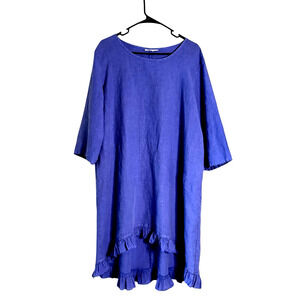 BRYN WALKER Zaida‎ Oversized Linen Tunic Top Size M Coastal Lagenlook Minimalist